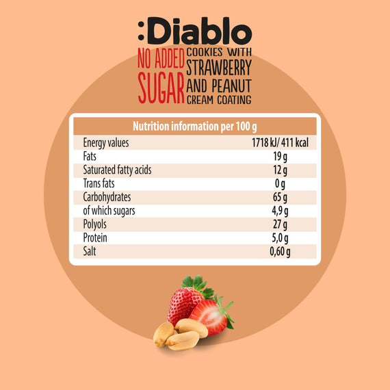 No Added Sugar Cookies with Strawberry and Peanut Cream Coating (100g)
