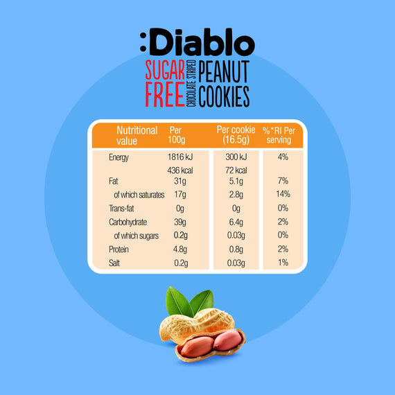 Sugar Free Chocolate Striped Peanut Cookies (150g)