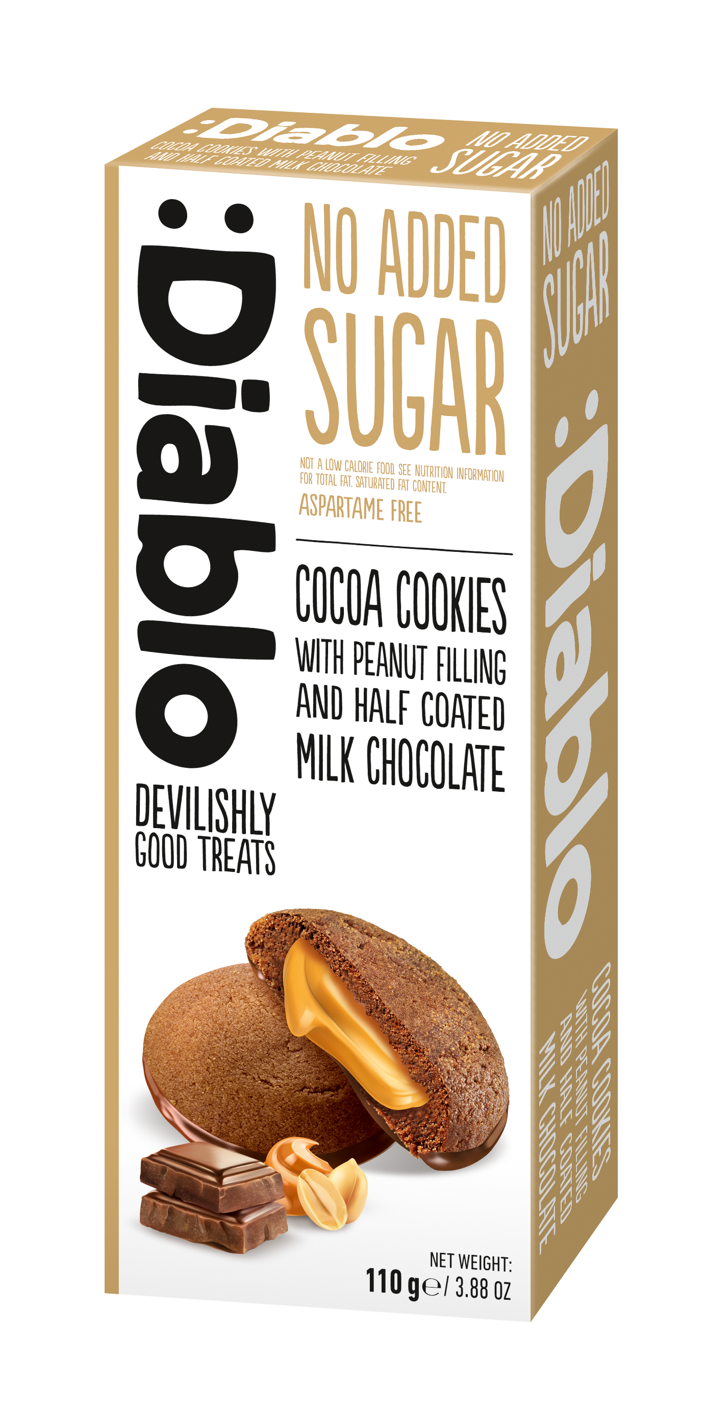 Cocoa Cookies with Peanut Filling and Half Coated Milk Chocolate (110g)