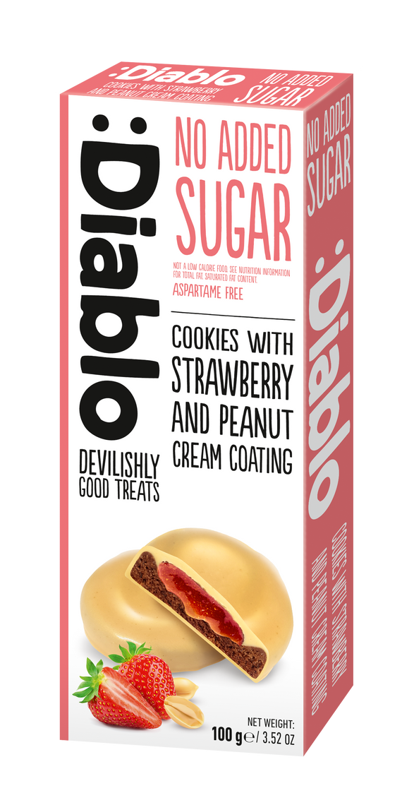 No Added Sugar Cookies with Strawberry and Peanut Cream Coating (100g)