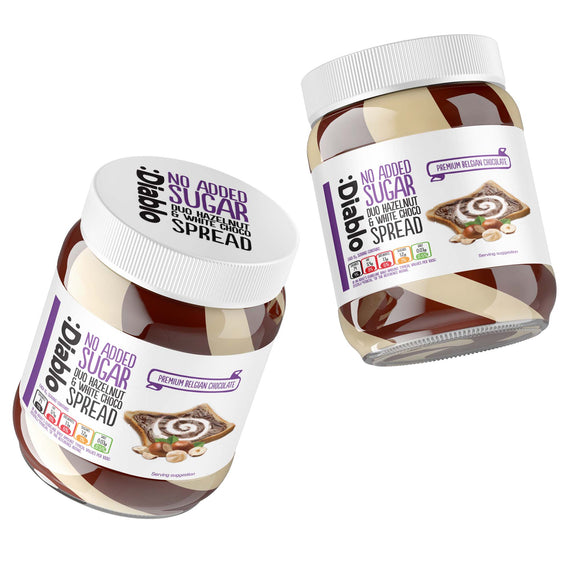 No Added Sugar White Chocolate and Hazelnut Duo Spread (350g)